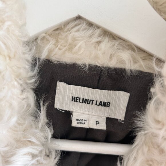 Helmut Lang Jacket: Black Leather Sleeves, Shearling Detail and Cotton Size: P - Picture 6 of 6